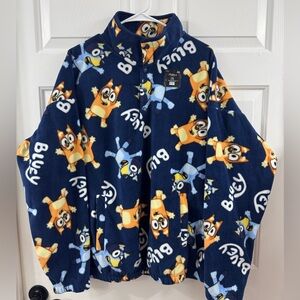 Bluey Kids Fleece Jacket - Navy and Orange